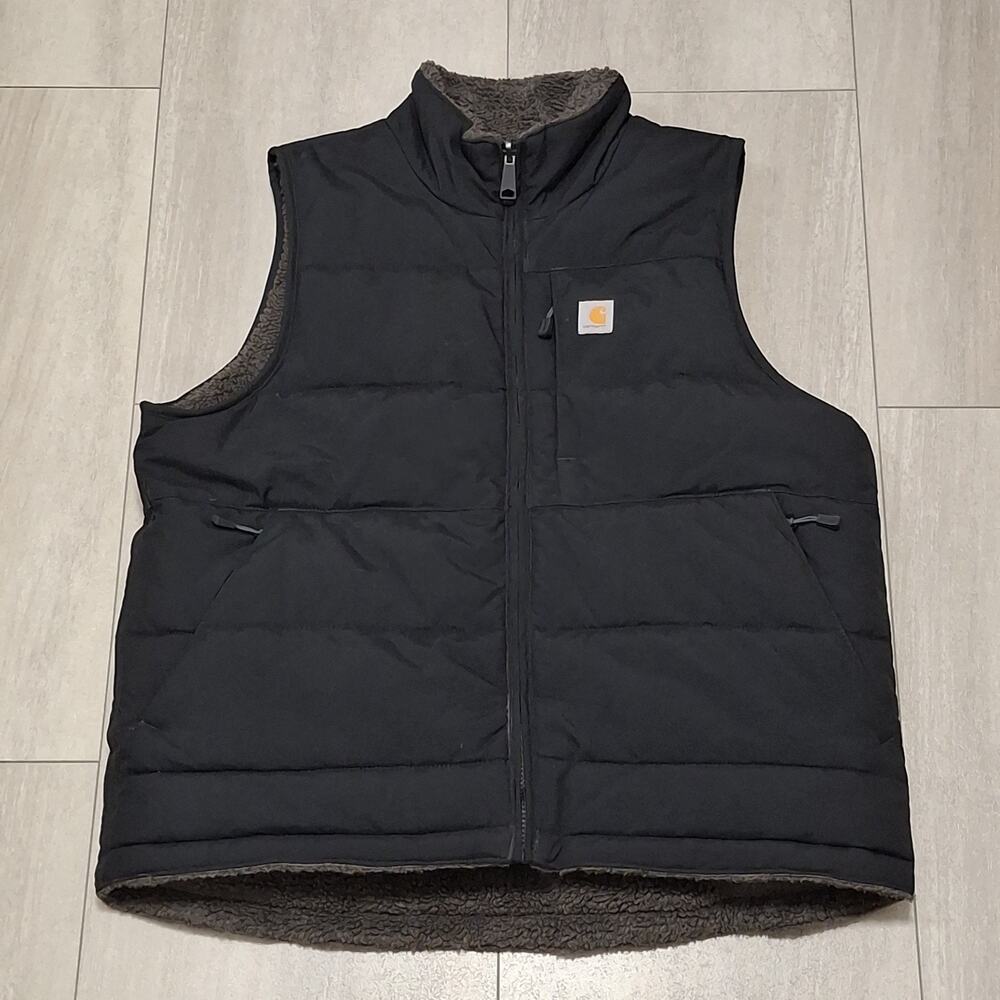 CARHARTT Black Gray Montana Puffer Vest Insulated Reversible Sherpa